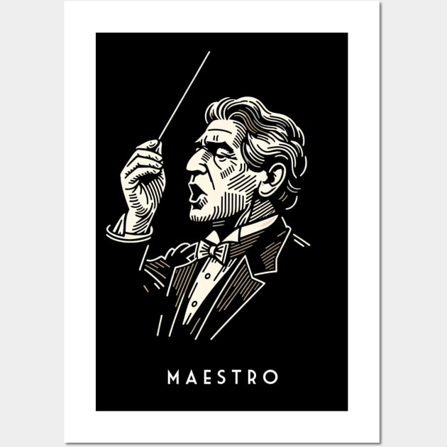 Maestro Movie - Vintage Line Art Wall Art by Retro Travel Design